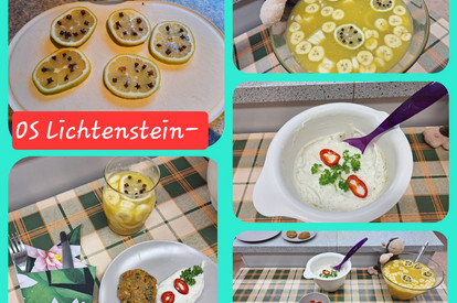 Grünkernbratlinge mit Quark-Dip und Affenbowle