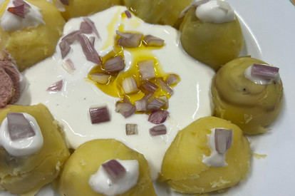 Pellkartoffeln und Quark mit Leinöl